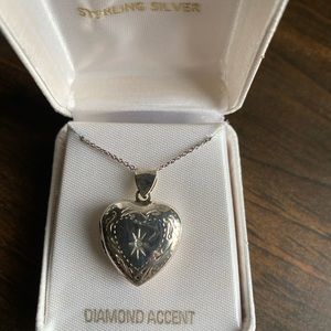 Sterling silver heart locket necklace